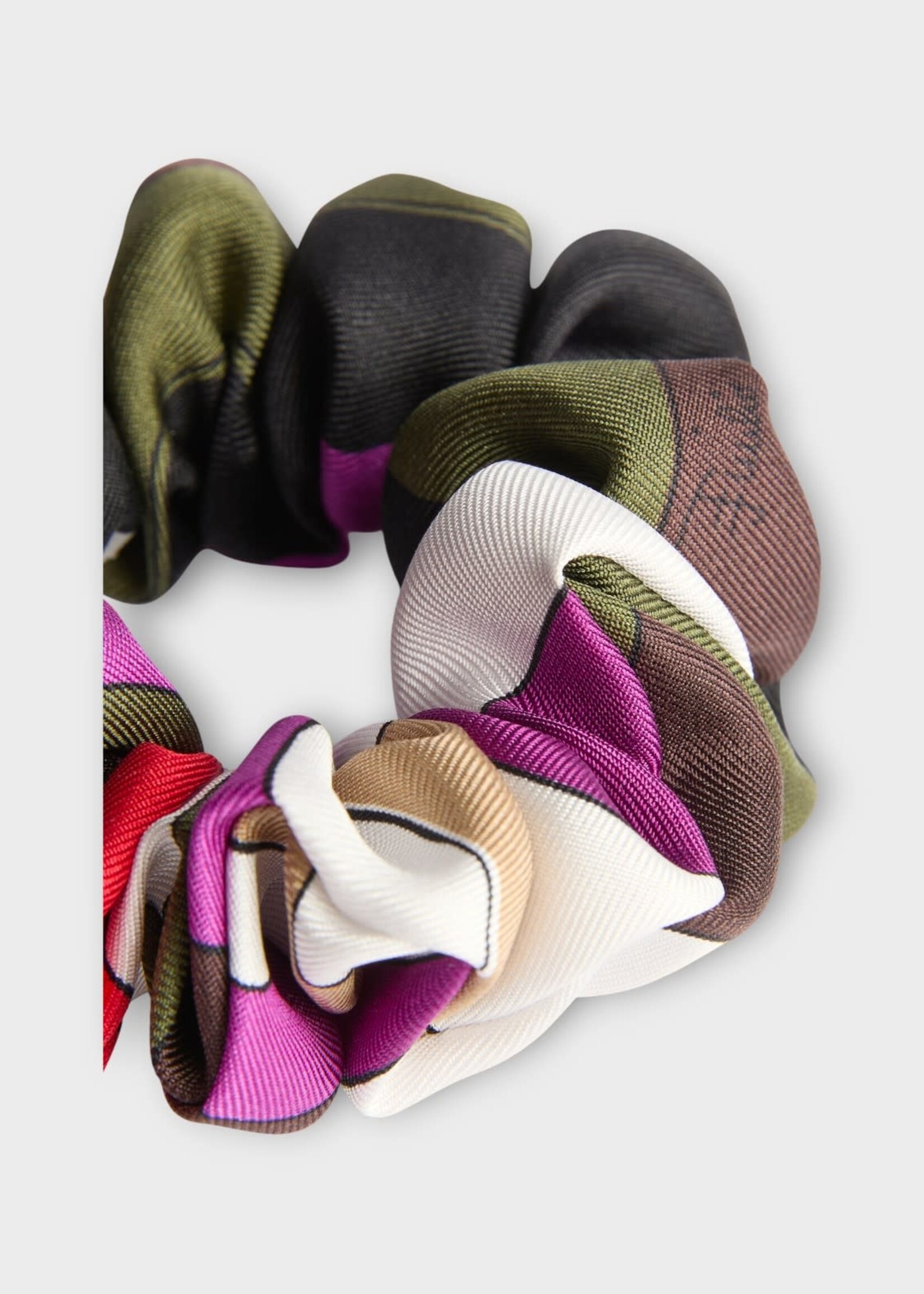 Pucci Pucci Hair Accessory, Print, Silk Twill Hair Tie In Nero & Fuxia w/ Iride Print