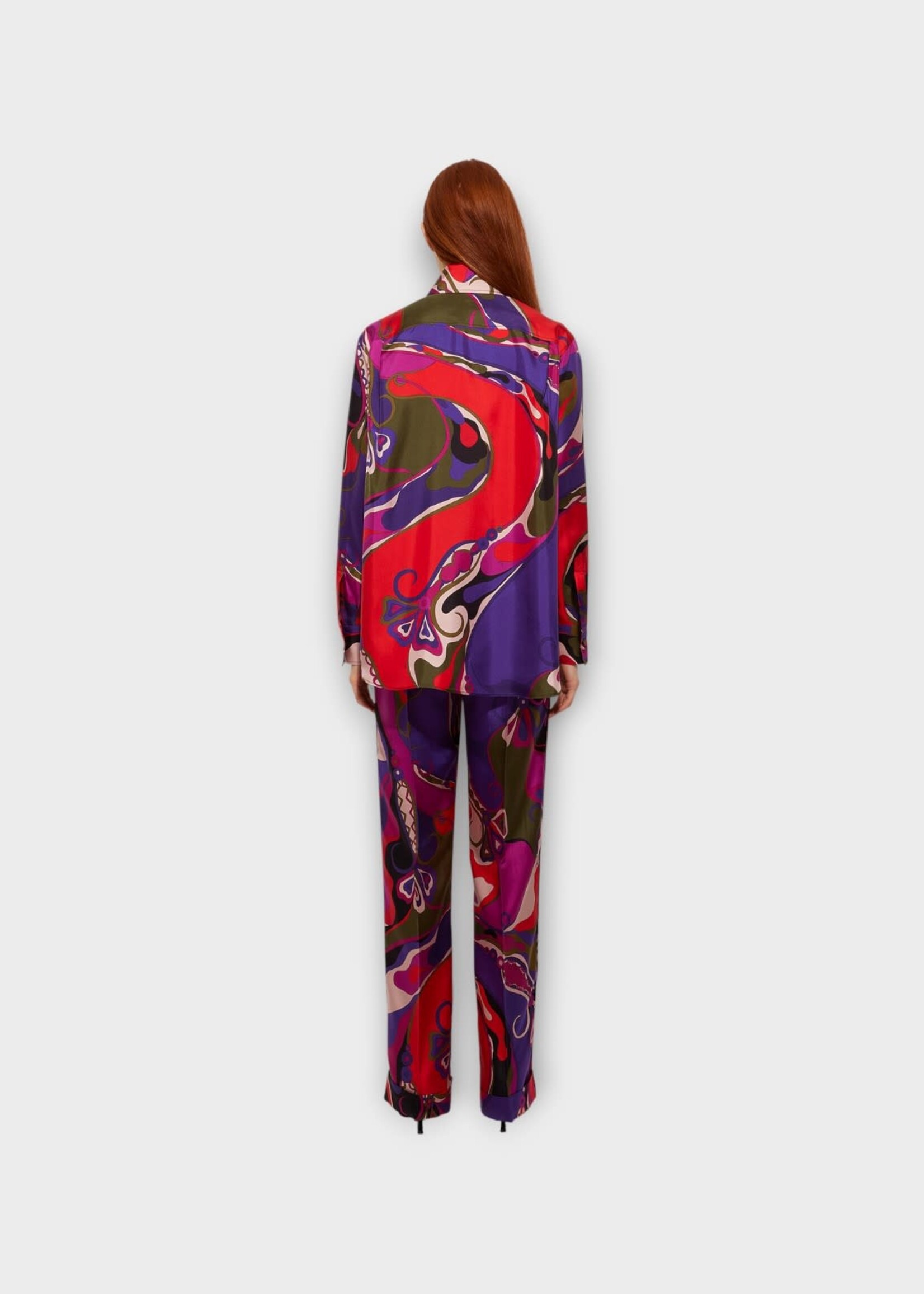 Pucci Pucci Shirt, Print, Silk Twill Collared Buttoned Shirt In Multicolour w/ Orchidee Print