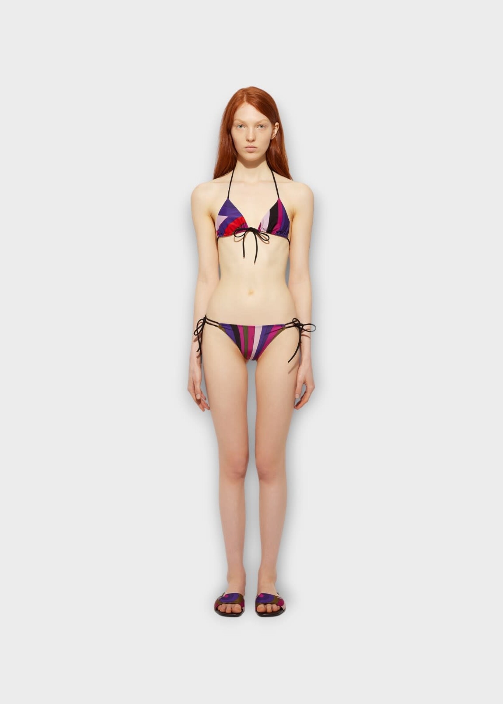 Pucci Pucci Swimwear, Print, Triangle Bikini Top In Multicolour w/ Iride Print