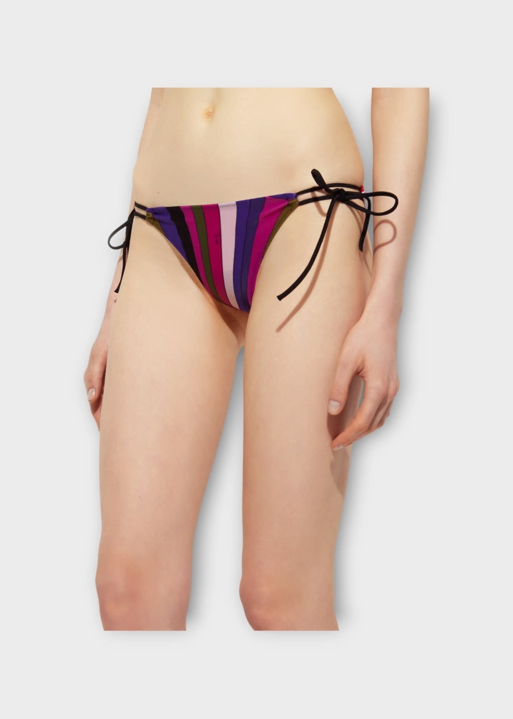 Pucci Pucci Swimwear, Print, High Waisted Ties Bikini Bottom In Multicolour w/ Iride Print