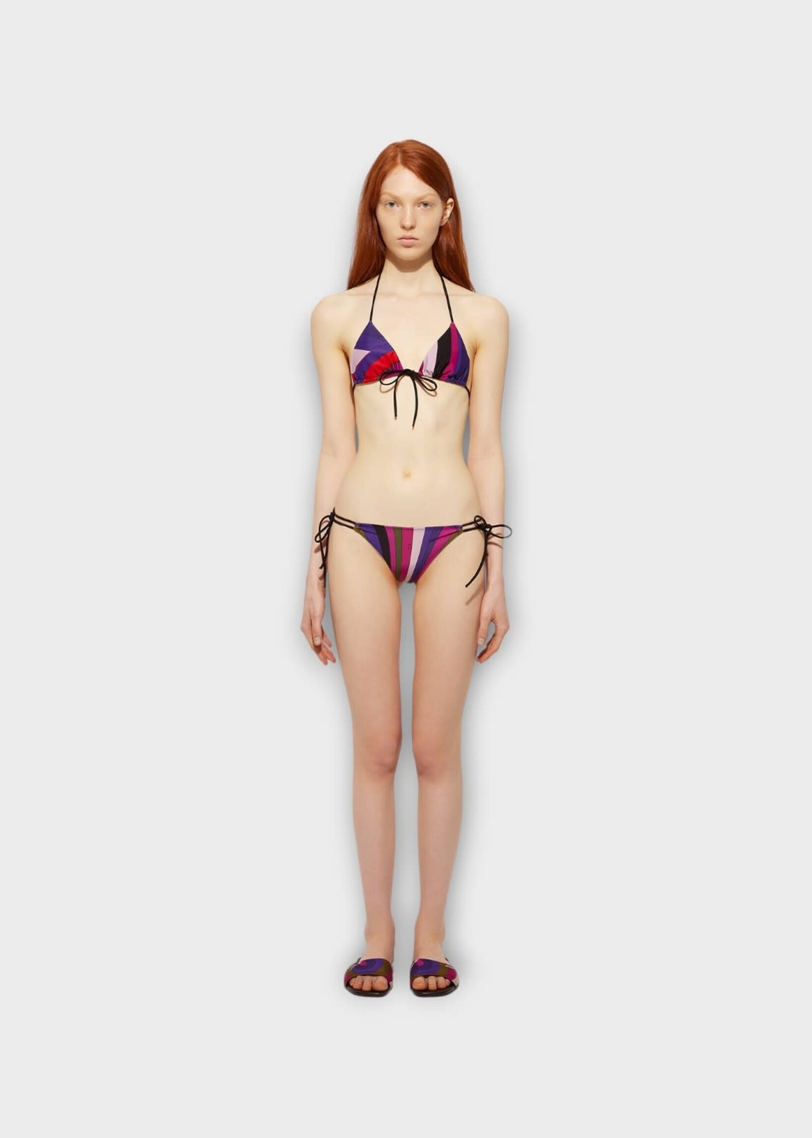 Pucci Pucci Swimwear, Print, High Waisted Ties Bikini Bottom In Multicolour w/ Iride Print