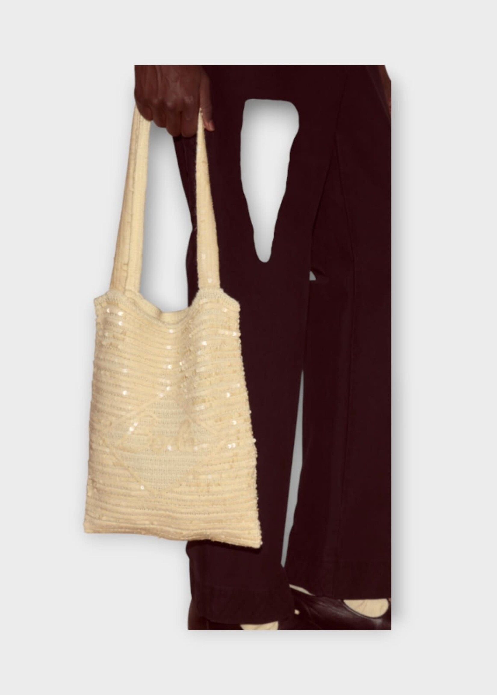 Bode Bode Bag, Beige, Sequin Spotlight Tote Bag In Cream