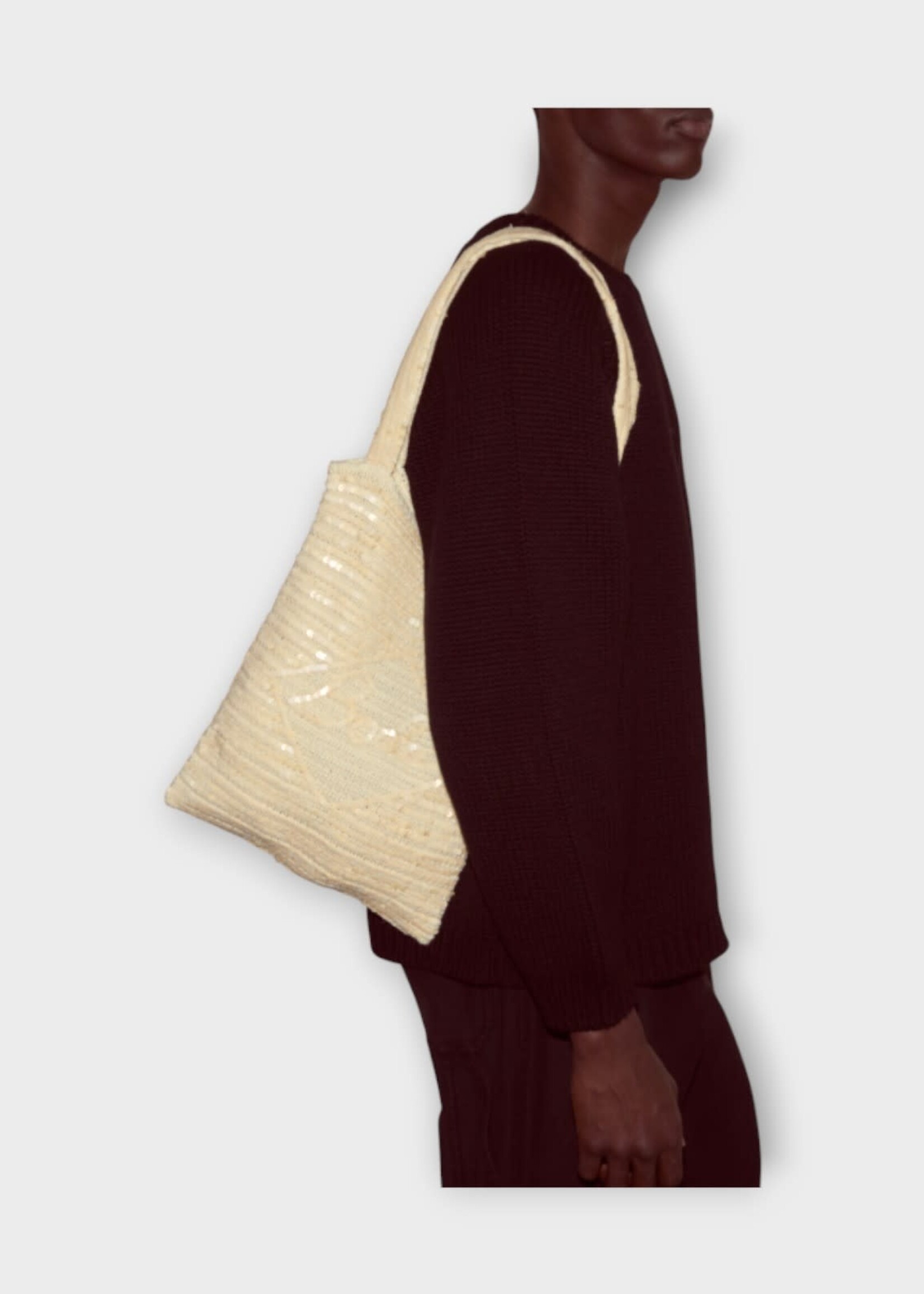 Bode Bode Bag, Beige, Sequin Spotlight Tote Bag In Cream