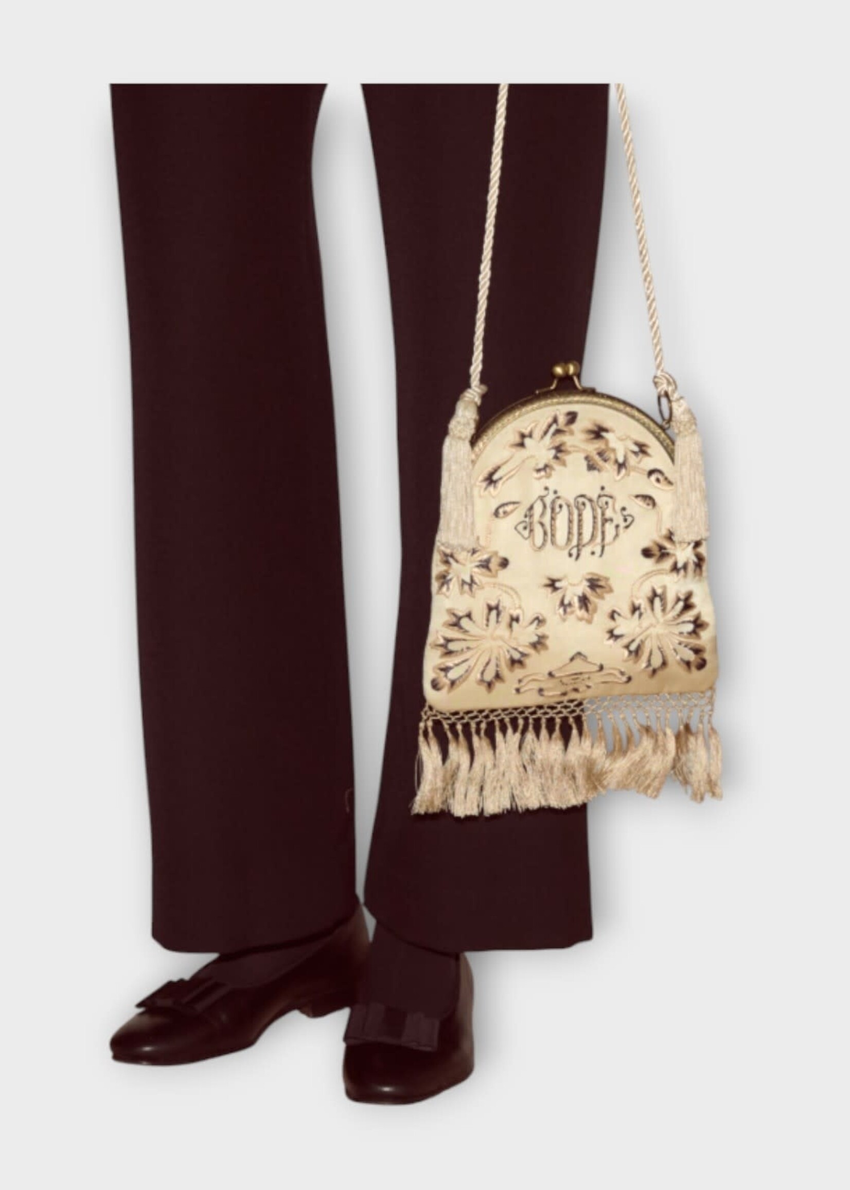 Bode Bode Bag, Beige, Phantasm Silk Fringe Tassels Bag In Ivory
