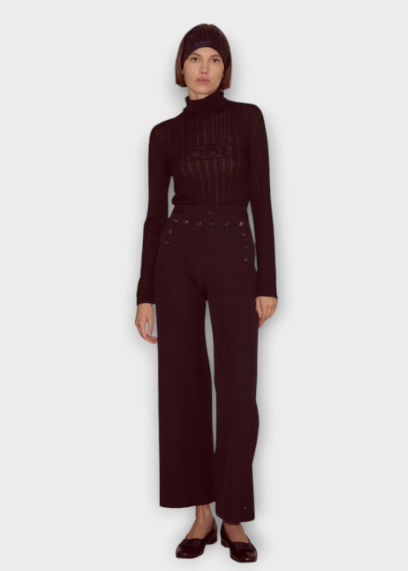 Bode Bode Trousers, Black, Riding Wool Twill Wide Leg Sailor Pants