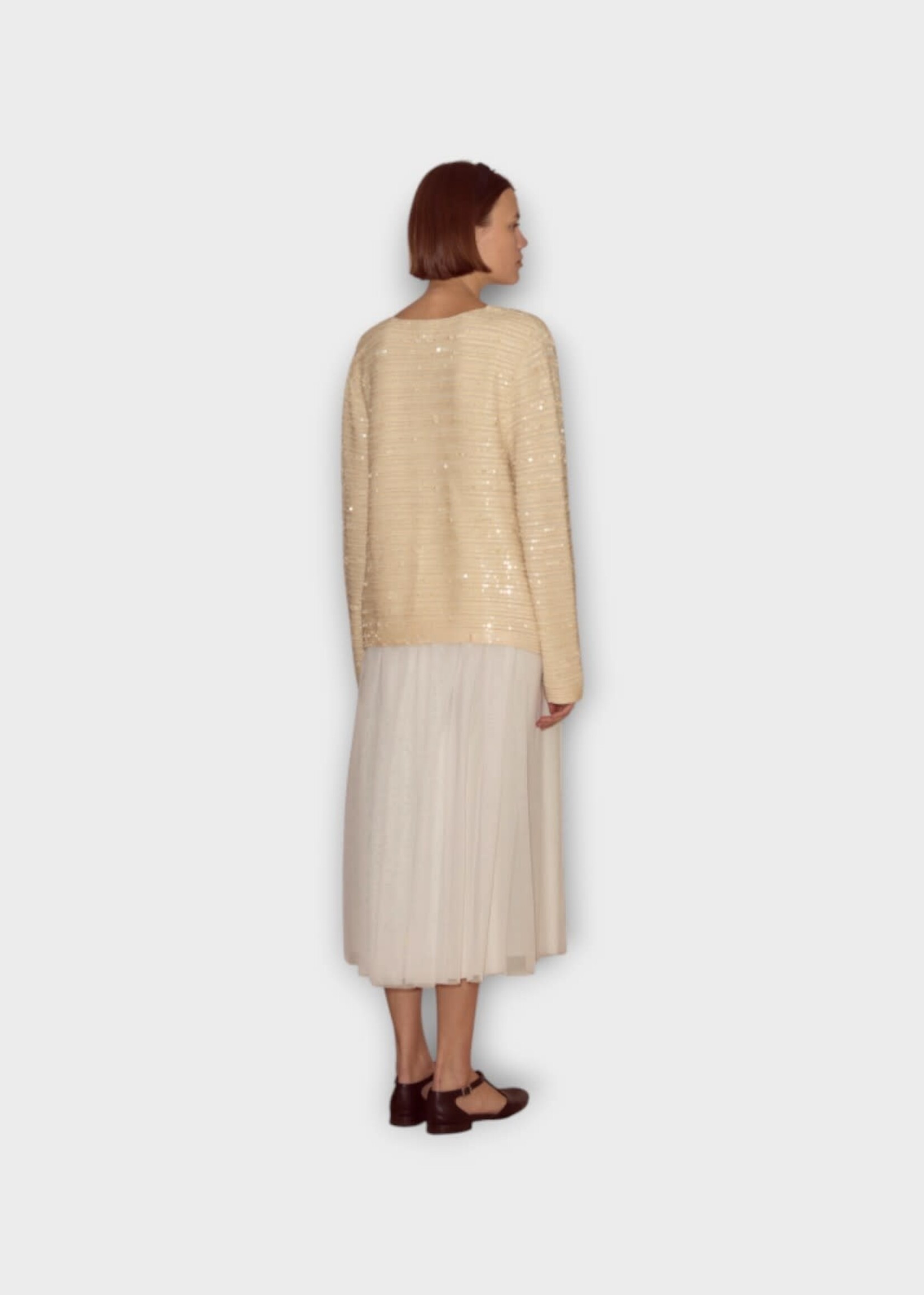 Bode Bode Sweater, Beige, Spotlight Sequin Embelished Swing Cardigan In Ivory