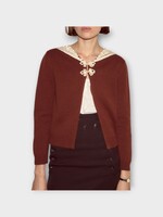 Bode Bode Sweater, Brown, Astoria Sequin Embelished Open Cardigan