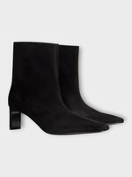 Khaite Khaite Heels, Black, Ona Suede Leather Ankle Boot In Black w/ Sleek Blade Heel