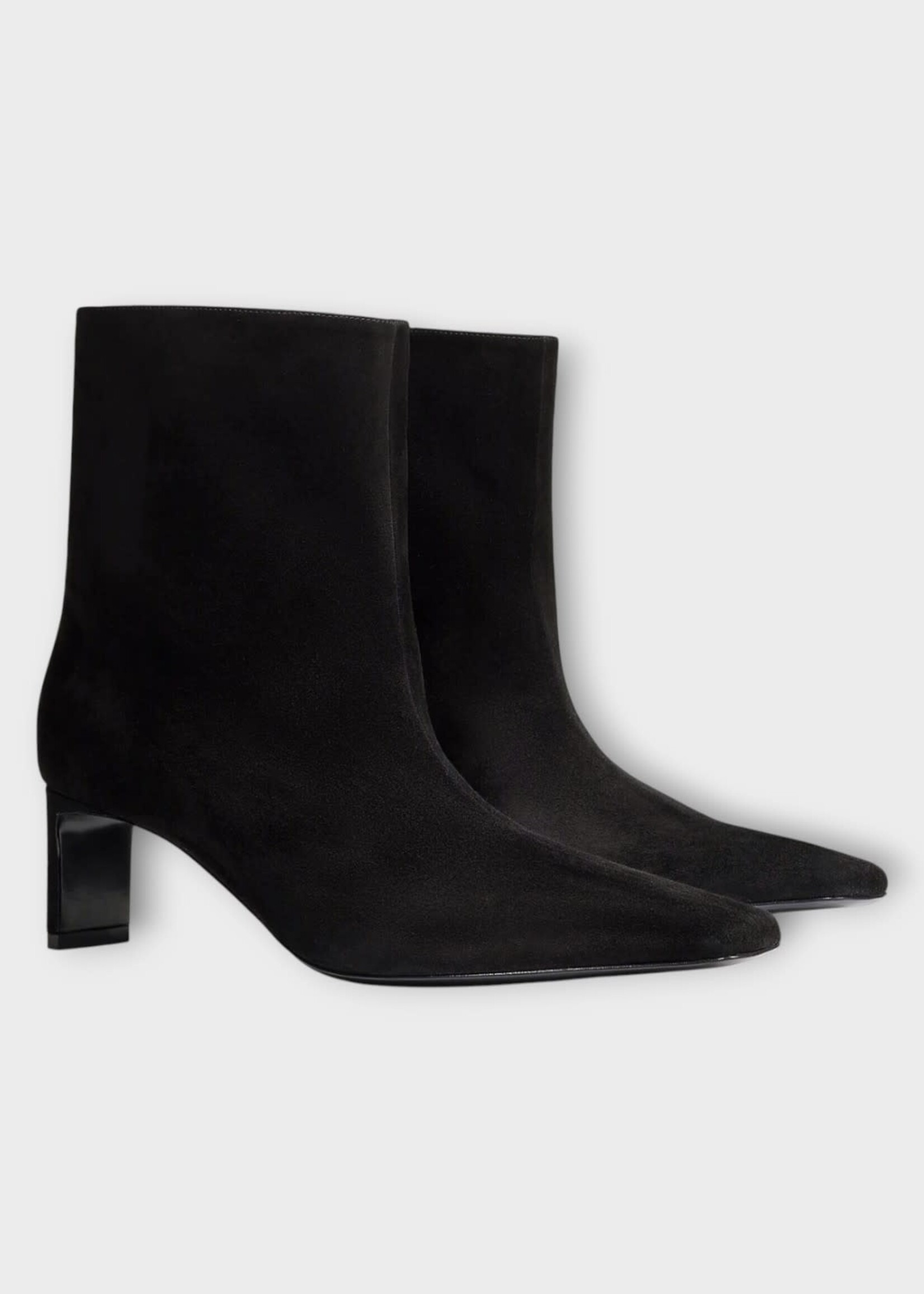 Khaite Khaite Heels, Black, Ona Suede Leather Ankle Boot In Black w/ Sleek Blade Heel