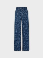 Rabanne Rabanne Jeans, Blue, Baggy High Waist Straight Leg Denim Pants In Laser Bleu Mouchete