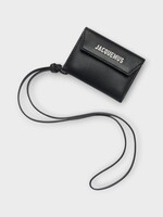 Jacquemus Jacquemus Small Leather Goods, Black, Le Porte Jacquemus Envelope Necklace Wallet w/ Strap
