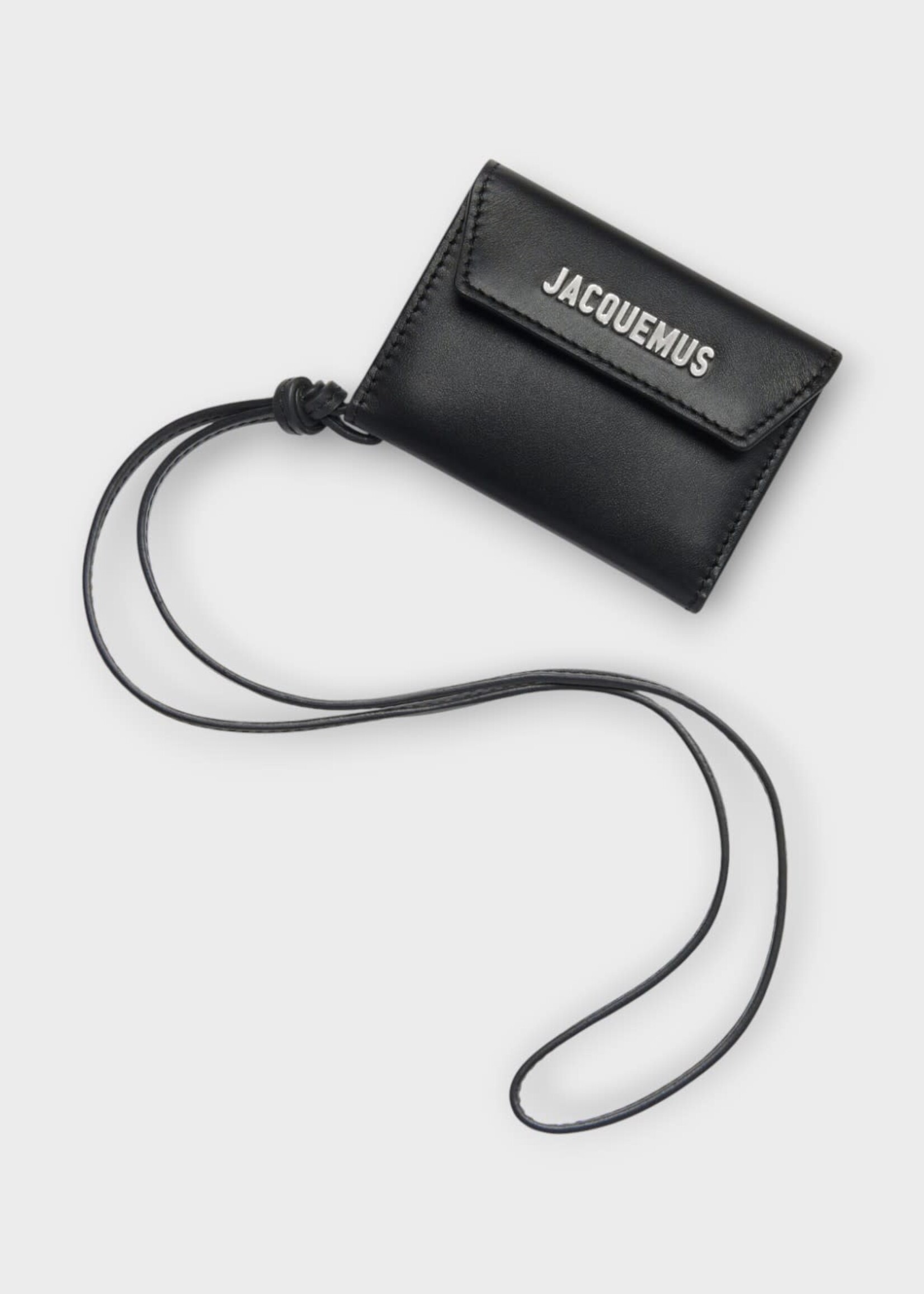 Jacquemus Jacquemus Small Leather Goods, Black, Le Porte Jacquemus Envelope Necklace Wallet w/ Strap