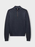 Iris Von Arnim Iris Von Arnim Knitwear, Navy, Eugene Cashmere High Neck Zip Up Cable Knitwear