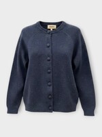 Alexandra Golovanoff AGT Knitwear, Navy, Cashmere Maxi Mila Button Up Tweed Cardigan In Navy
