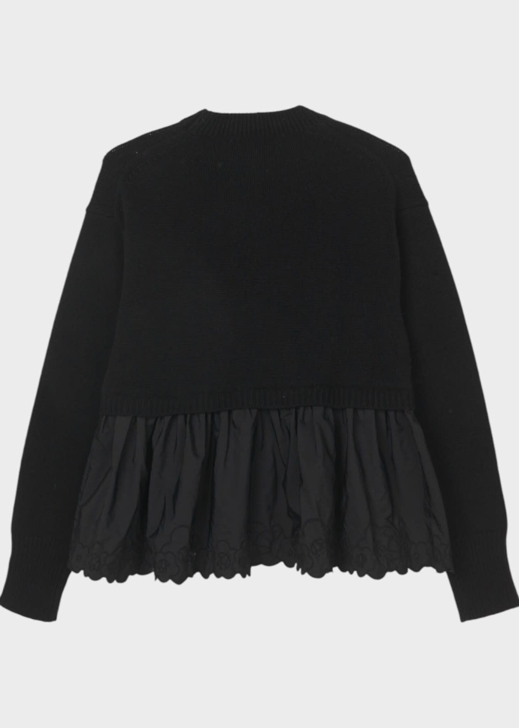 Cecilie Bahnsen Cecilie Bahnsen Knitwear, Black, Bera Recycled Cashmere w/ Ruffled Hem