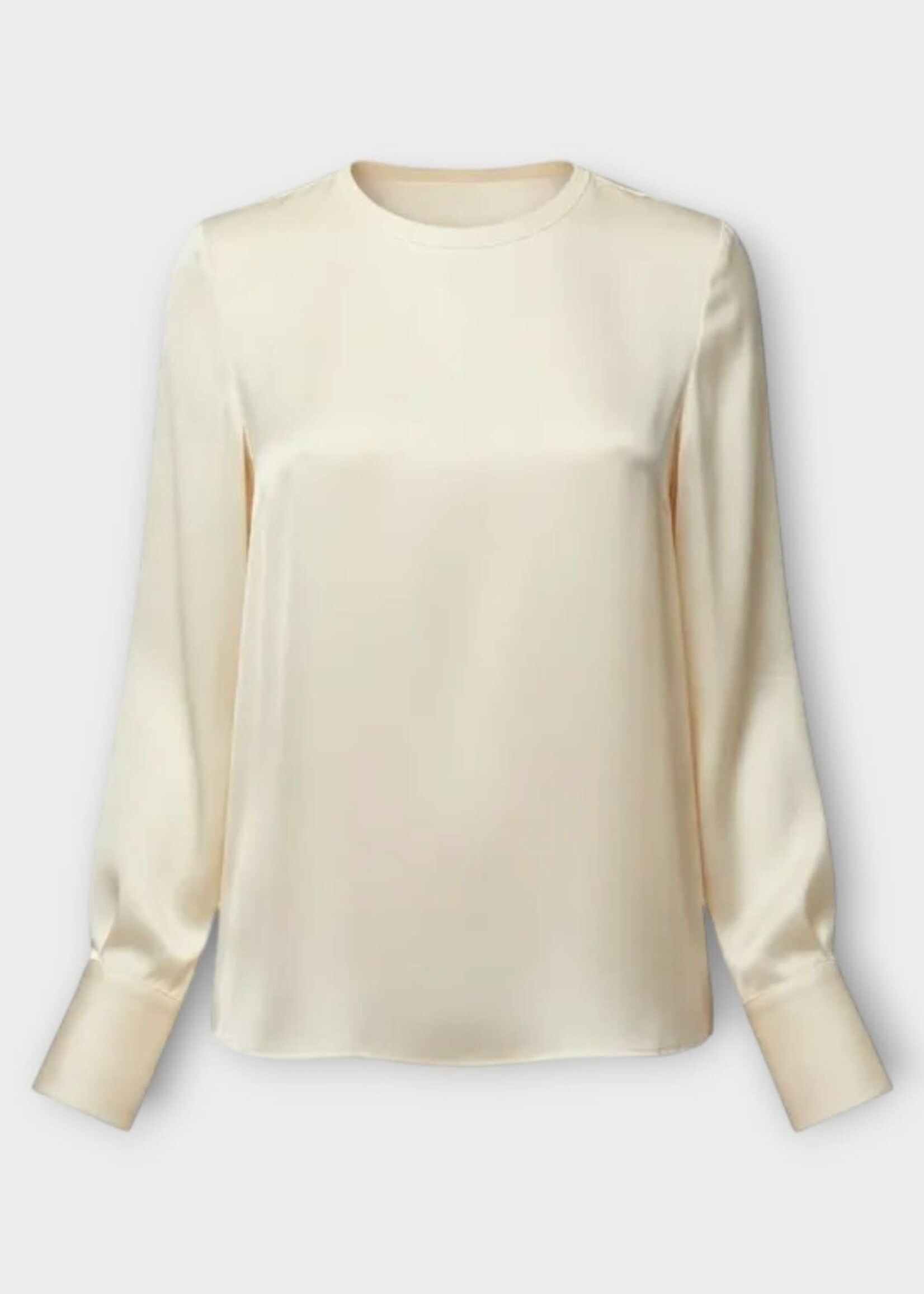 Valentino Valentino Top, Beige, Silk Crew Neck Long Sleeve Top In Betulla