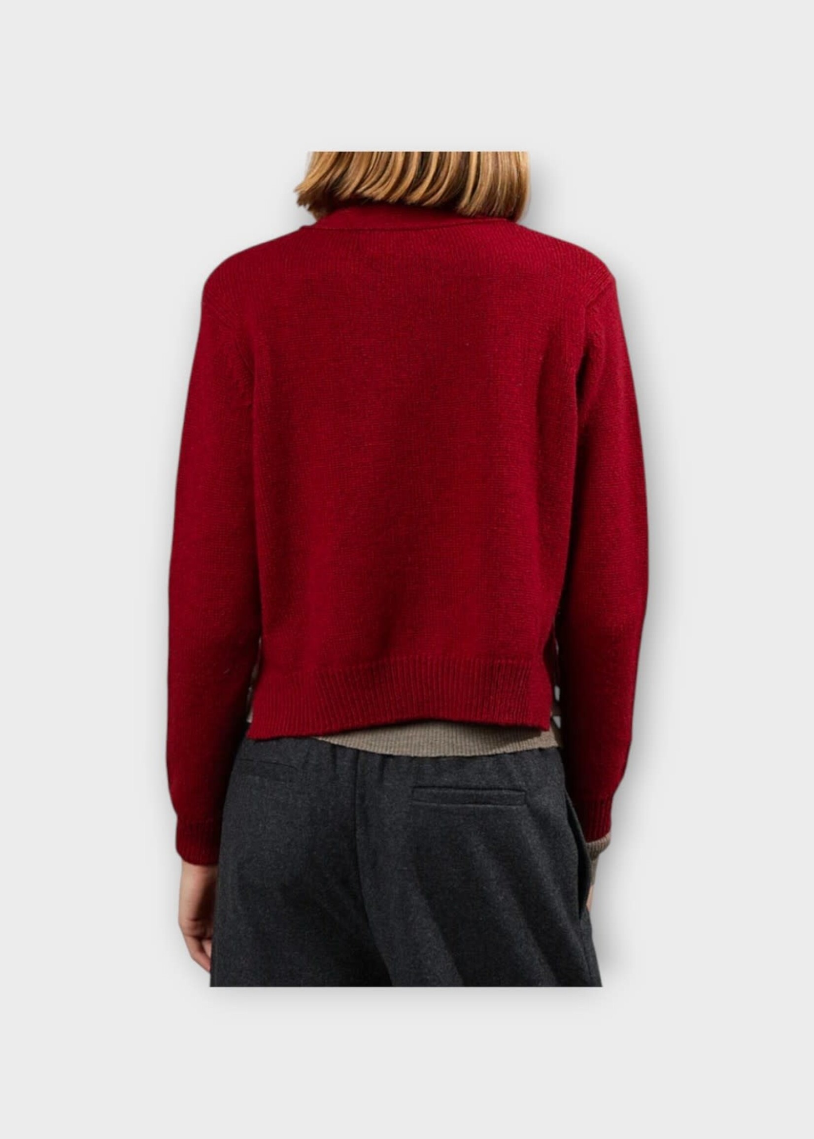 AGT AGT Knitwear, Red, Wool & Cashmere Bianca Cropped Button Up Cardigan in Ruby Red