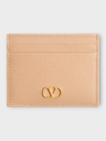 Valentino Valentino Wallet, Pink, Vlogo Signature Soft Grain Leather Card Holder In Rose Sand