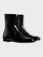 Khaite Khaite Boots, Black, Colt Glazed Leather Ankle Boots In Black