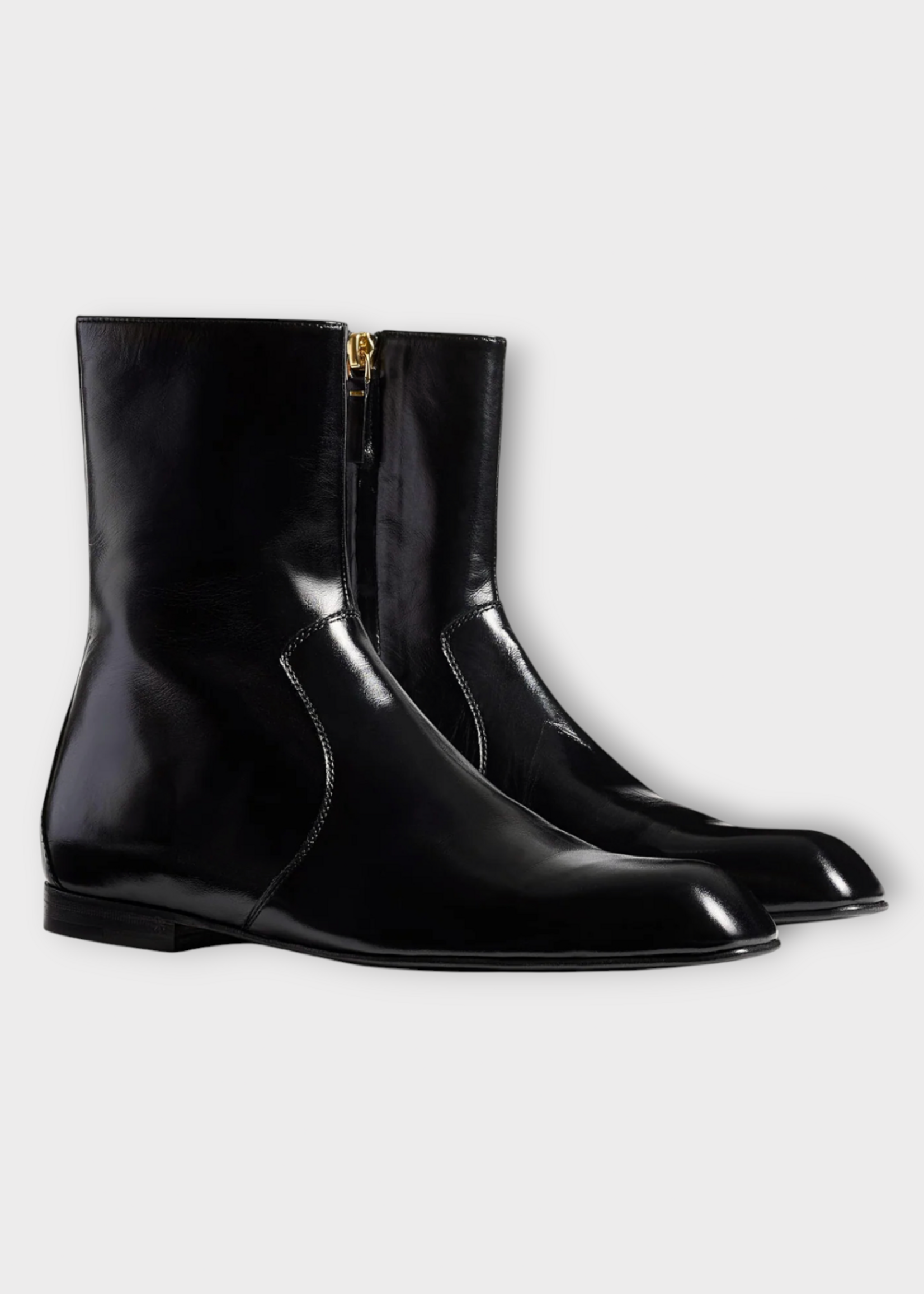 Khaite Khaite Boots, Black, Colt Glazed Leather Ankle Boots In Black