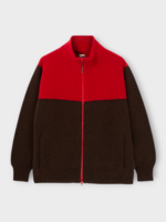 GR10K GR10K Jacket, Brown, Wool Felted Zip Up Jacket In Dark Brown & Red