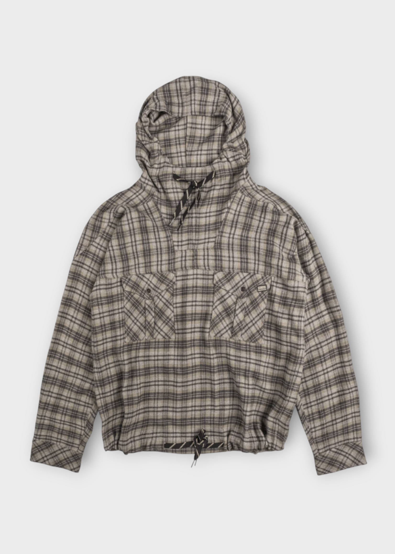 Martine Rose Martine Rose Sweatshirt, Print, Hooded Shirt In Grey Check w/ Chest Pockets