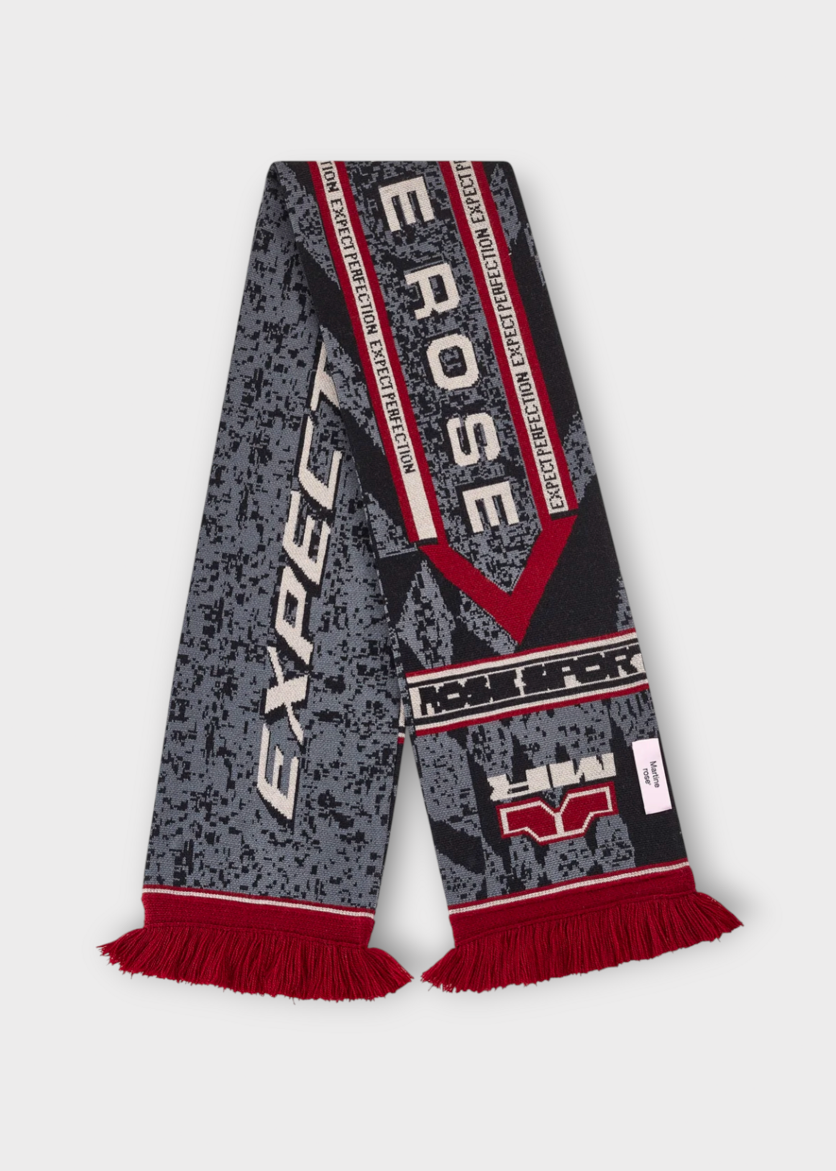 Martine Rose Martine Rose Scarf, Multi, Cotton & Wool Reversible Scarf In Grey & Red