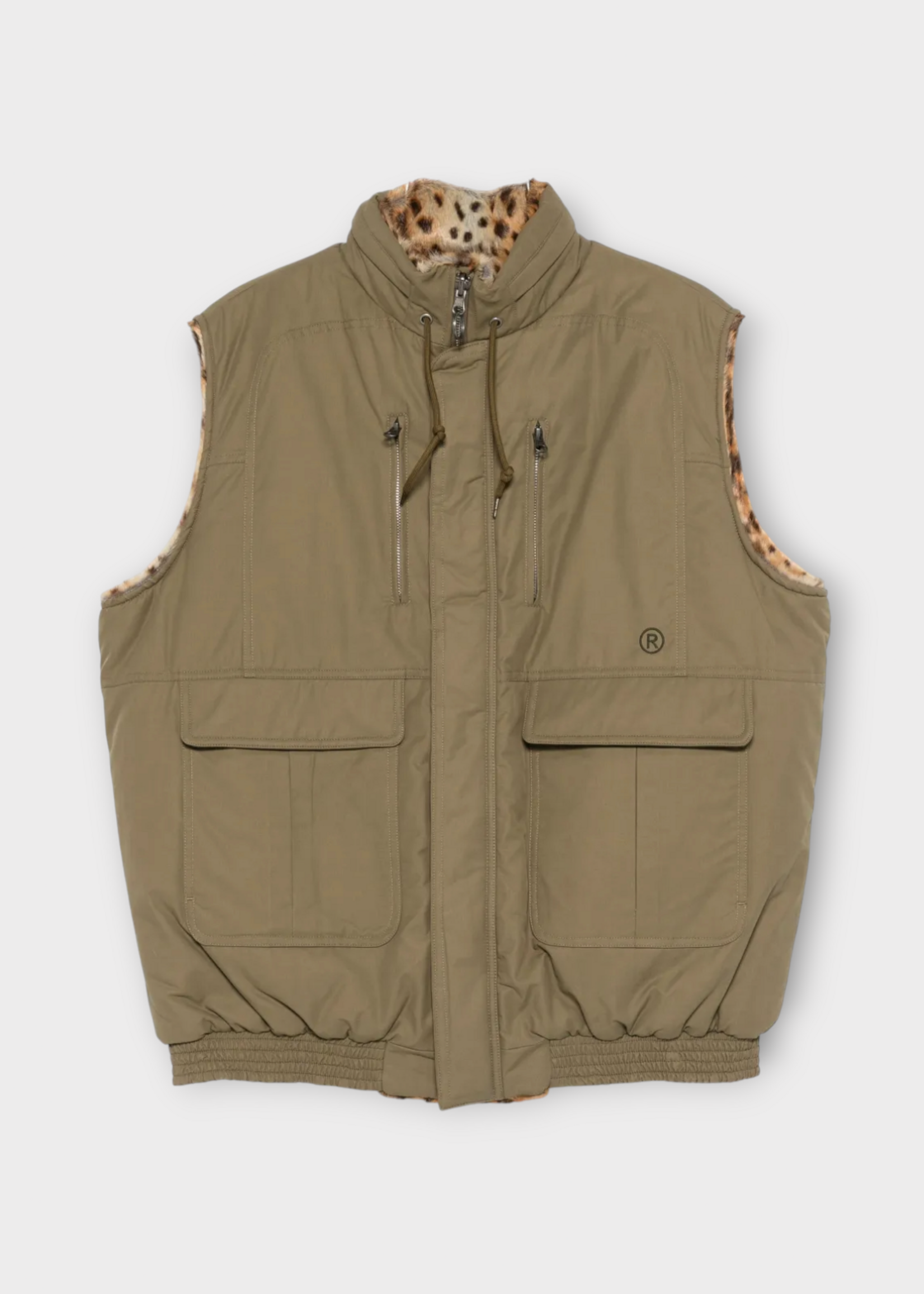 Martine Rose Martine Rose Jacket, Multi, Reversible Fur Zipped Gilet In Beige & Khaki