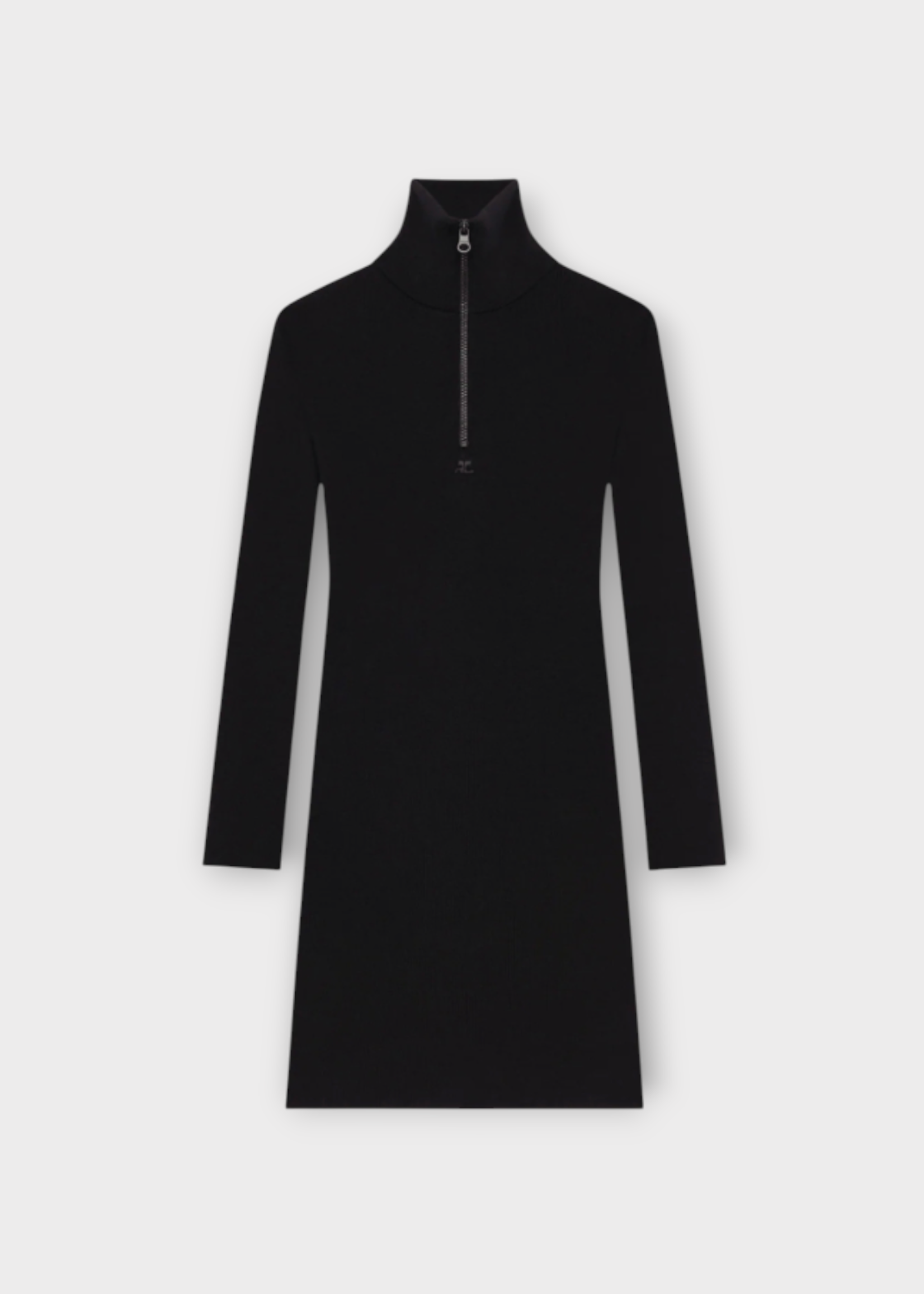 Courreges Courreges Dress, Black, Turtle Neck Zipped Long Sleeve Fitted Dress