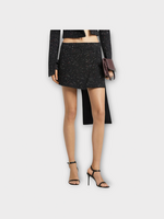 Courreges Courreges Skirt, Black, Oblique Tweed Wrap Up Asymmetric Mini Skirt