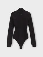Courreges Courreges Top, Black, Turtle Neck Long Sleeve Ribbed Bodysuit