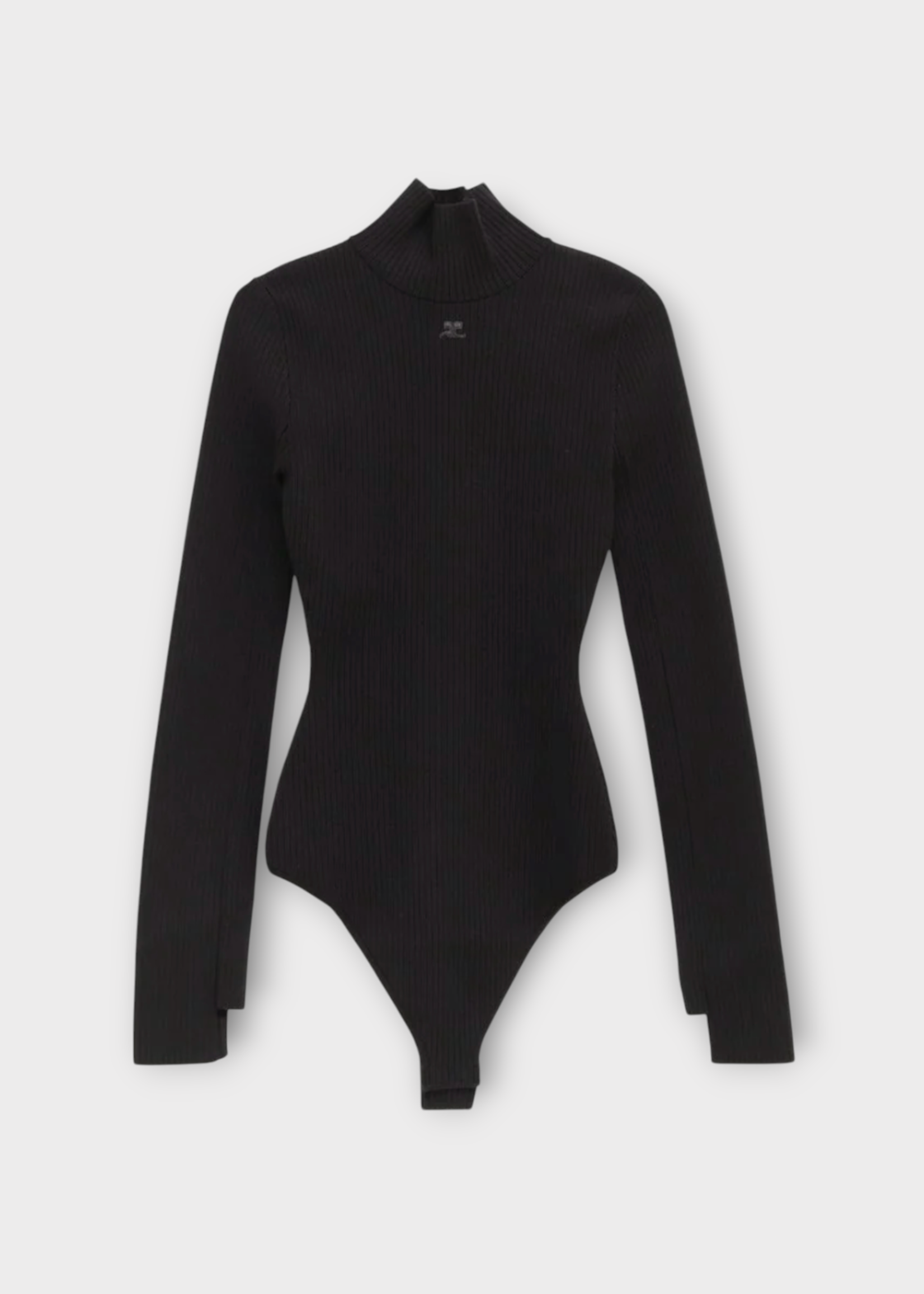 Courreges Courreges Top, Black, Turtle Neck Long Sleeve Ribbed Bodysuit