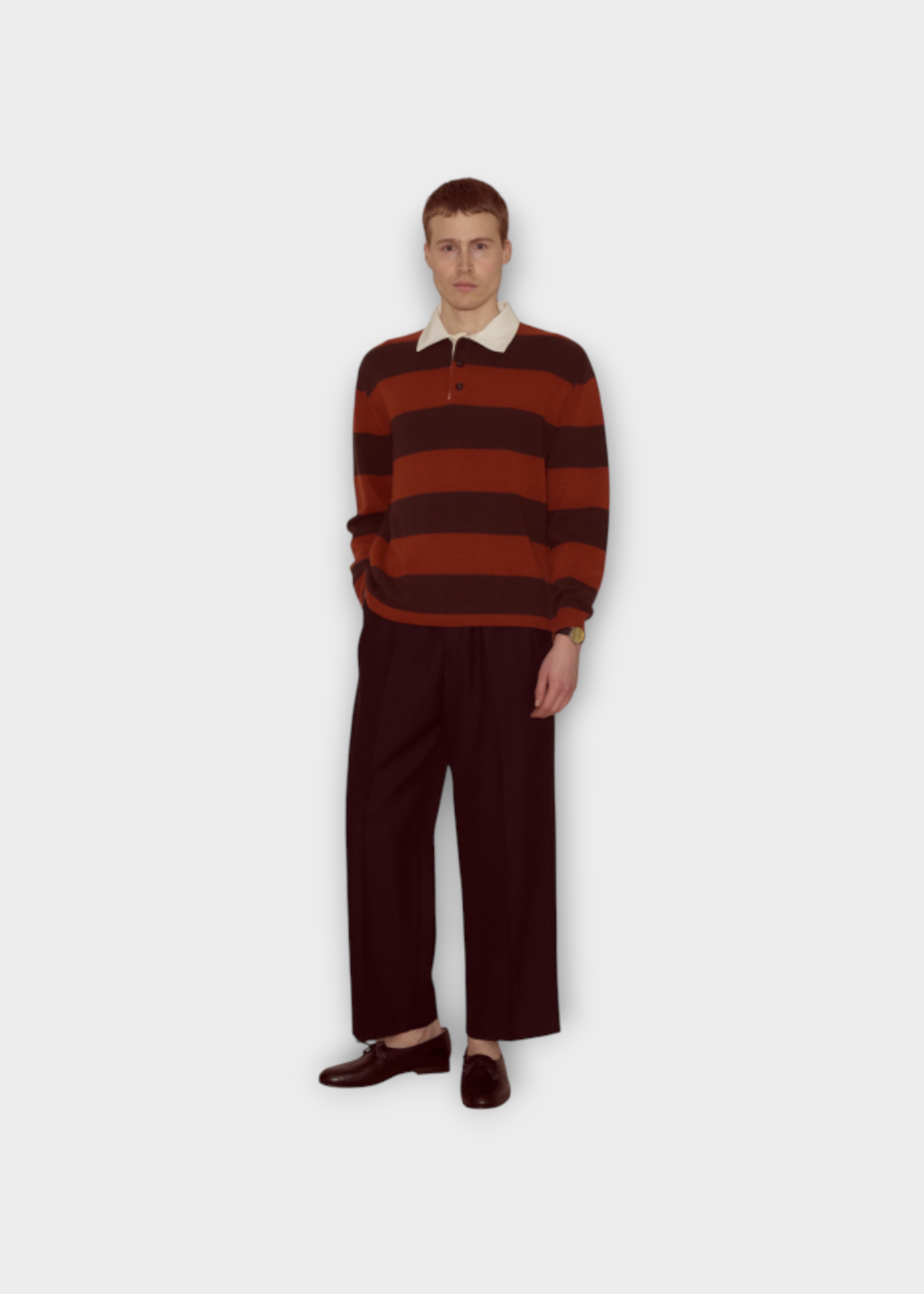 Bode Bode Sweater, Multi, Pine Stripe Long Sleeve Polo Sweater
