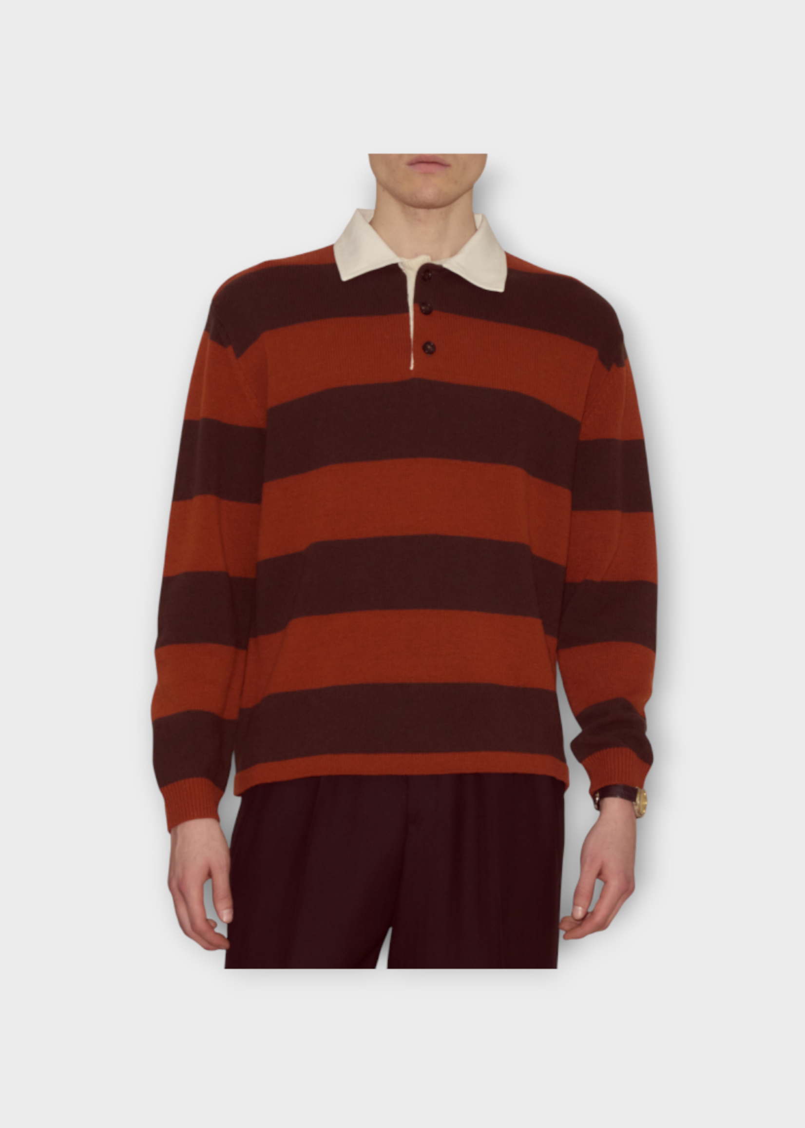 Bode Bode Sweater, Multi, Pine Stripe Long Sleeve Polo Sweater
