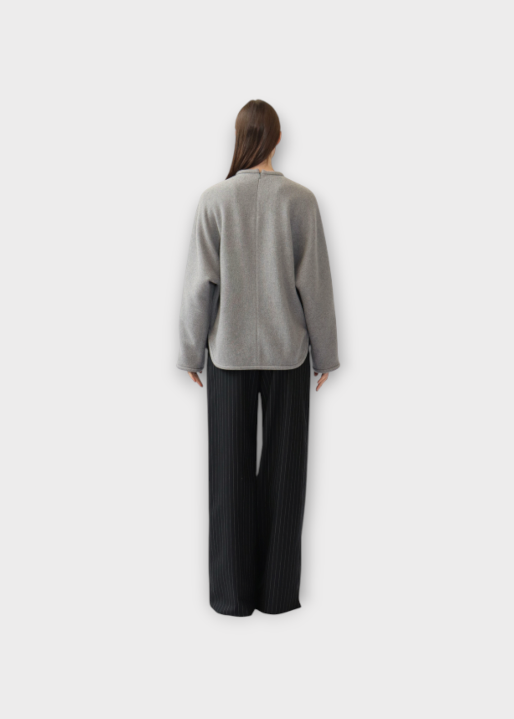 Maison Rabih Kayrouz Maison Rabih Kayrouz Top, Grey, Jersey Cashmere Crew Neck Long Sleeve Top In Grey