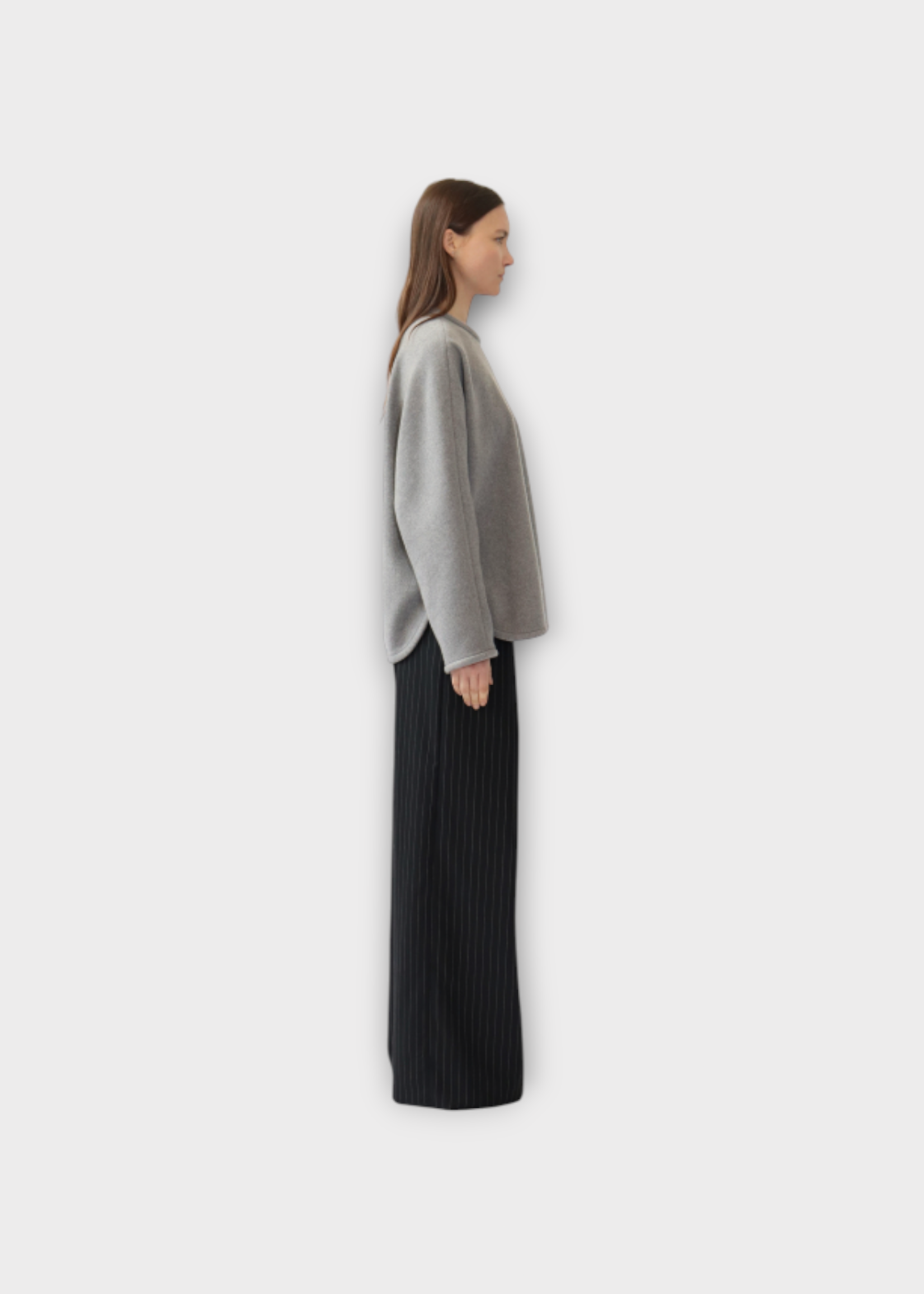 Maison Rabih Kayrouz Maison Rabih Kayrouz Top, Grey, Jersey Cashmere Crew Neck Long Sleeve Top In Grey