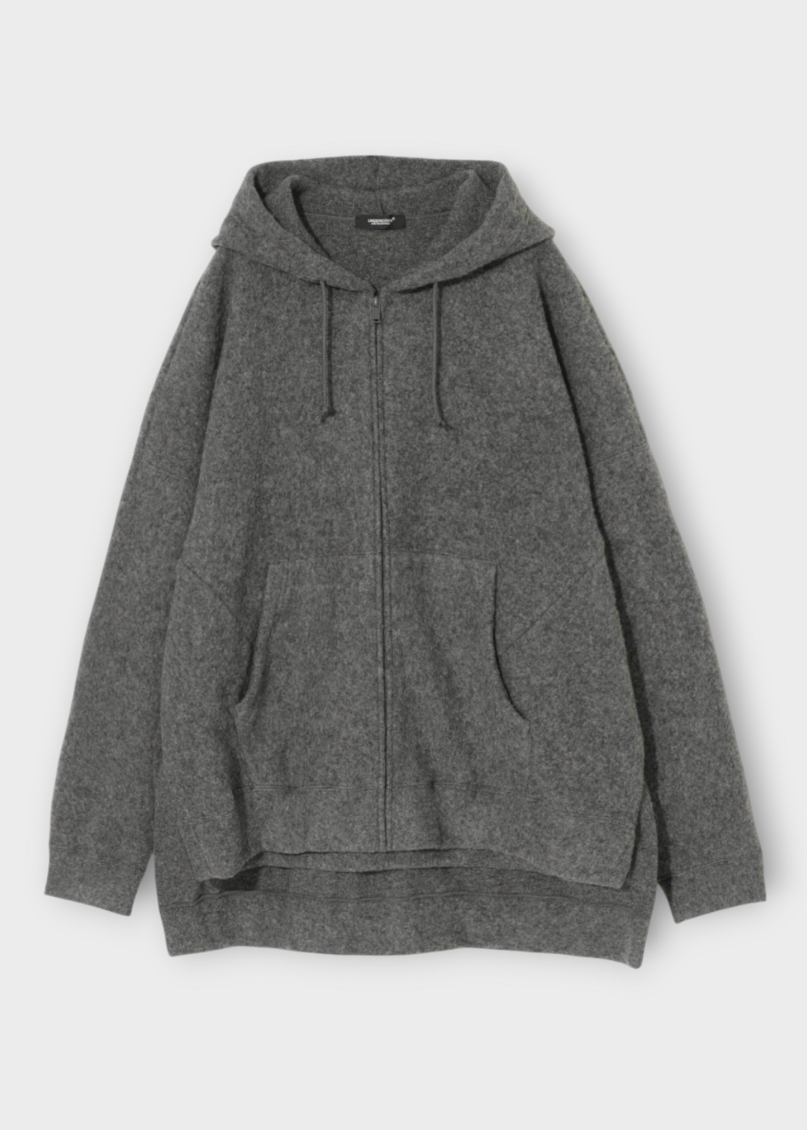Undercover Undercover Sweatshirt, Grey, Wool & Cashmere Hooded Zipped Up in Grey w/ Long Back Design