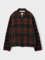 Undercover Undercover Jacket, Print, Wool Collared Zipped Jacket in Bordeaux w/ Check Print