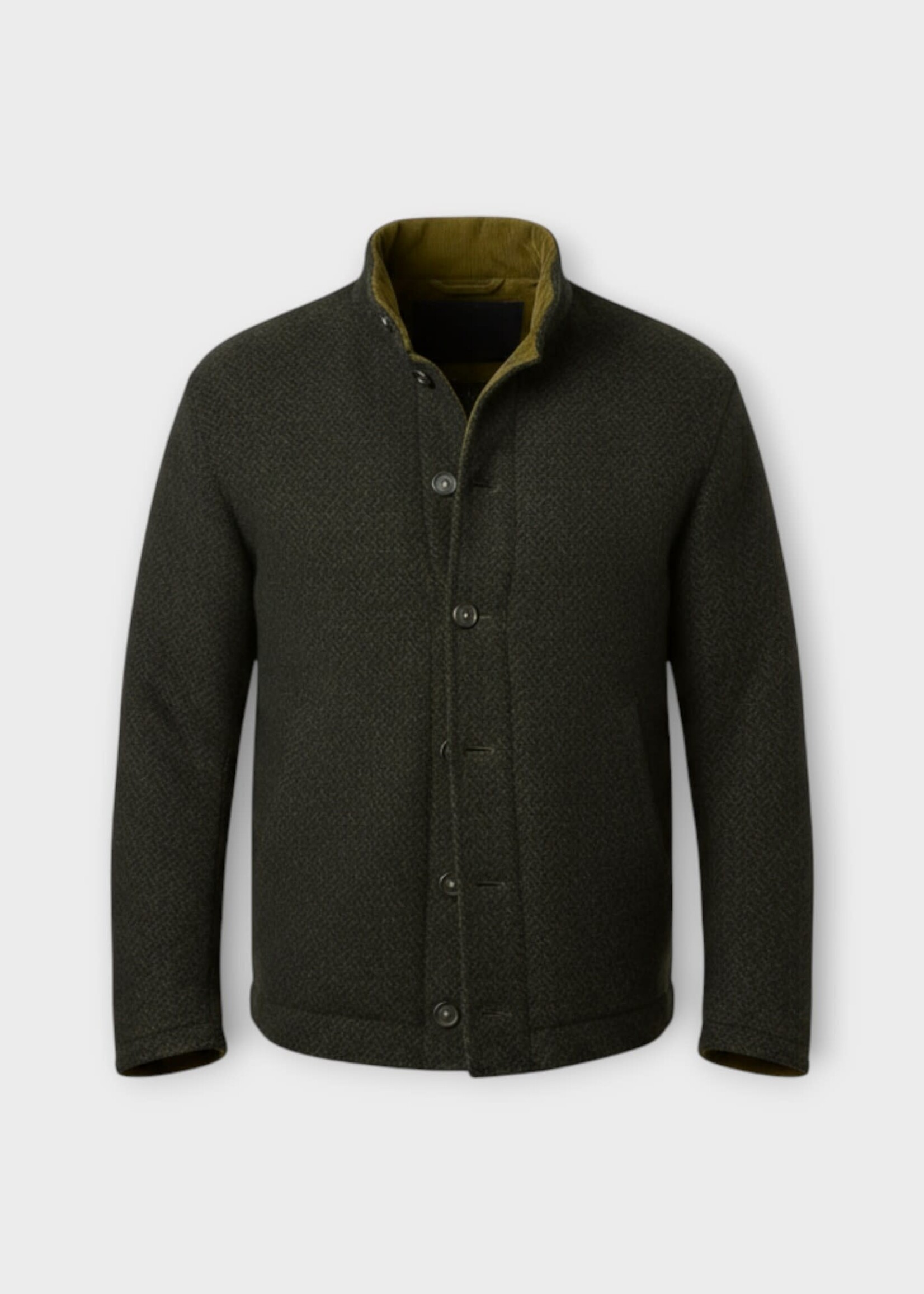 Massimo Alba Massimo Alba Jacket, Green, Marcos Wool Buttoned Jacket In Military Green w/ Herringbone Pattern