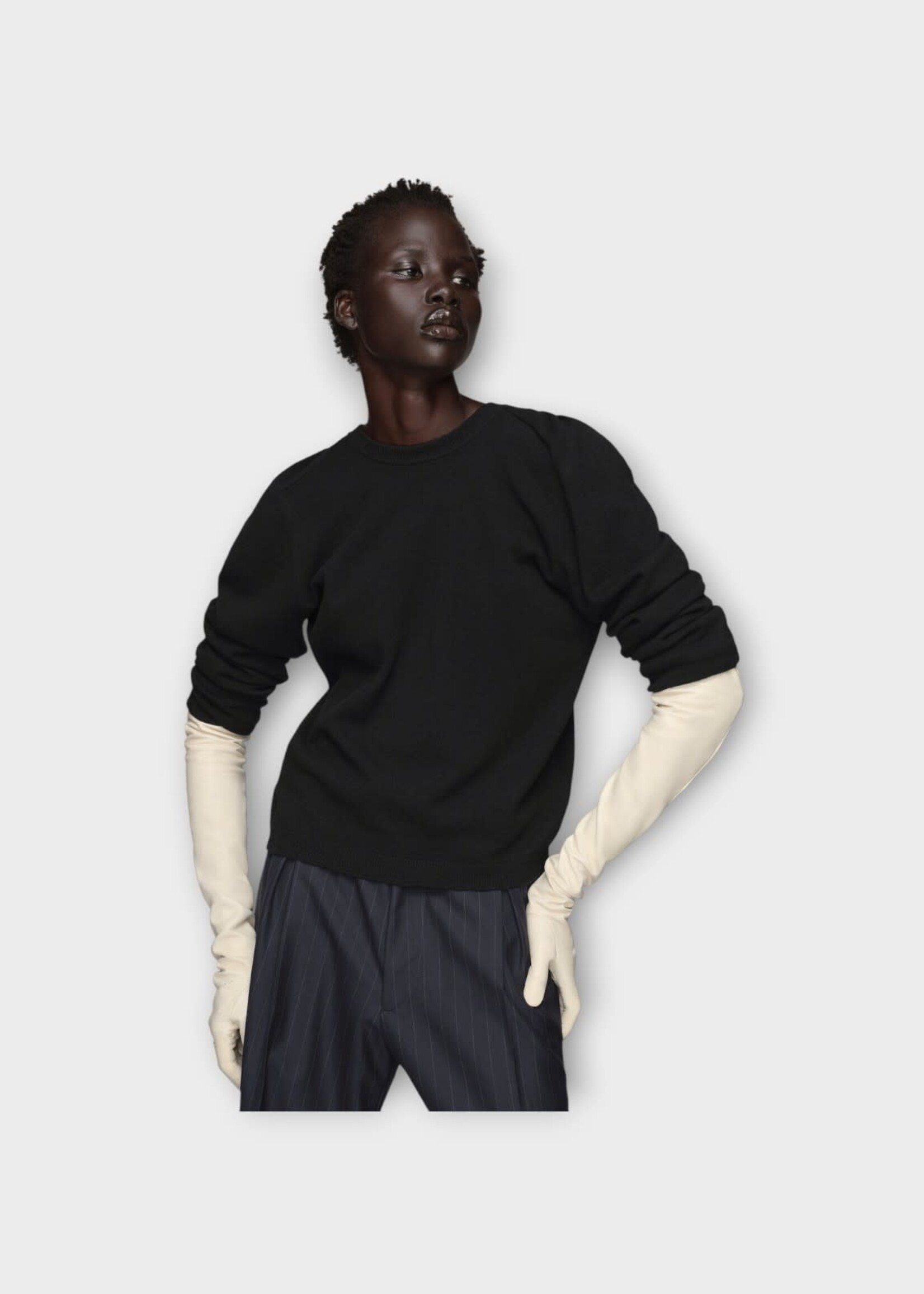 Maison Margiela Maison Margiela Top, Black, Wool Crew Neck Long Sleeve Knitwear In Black