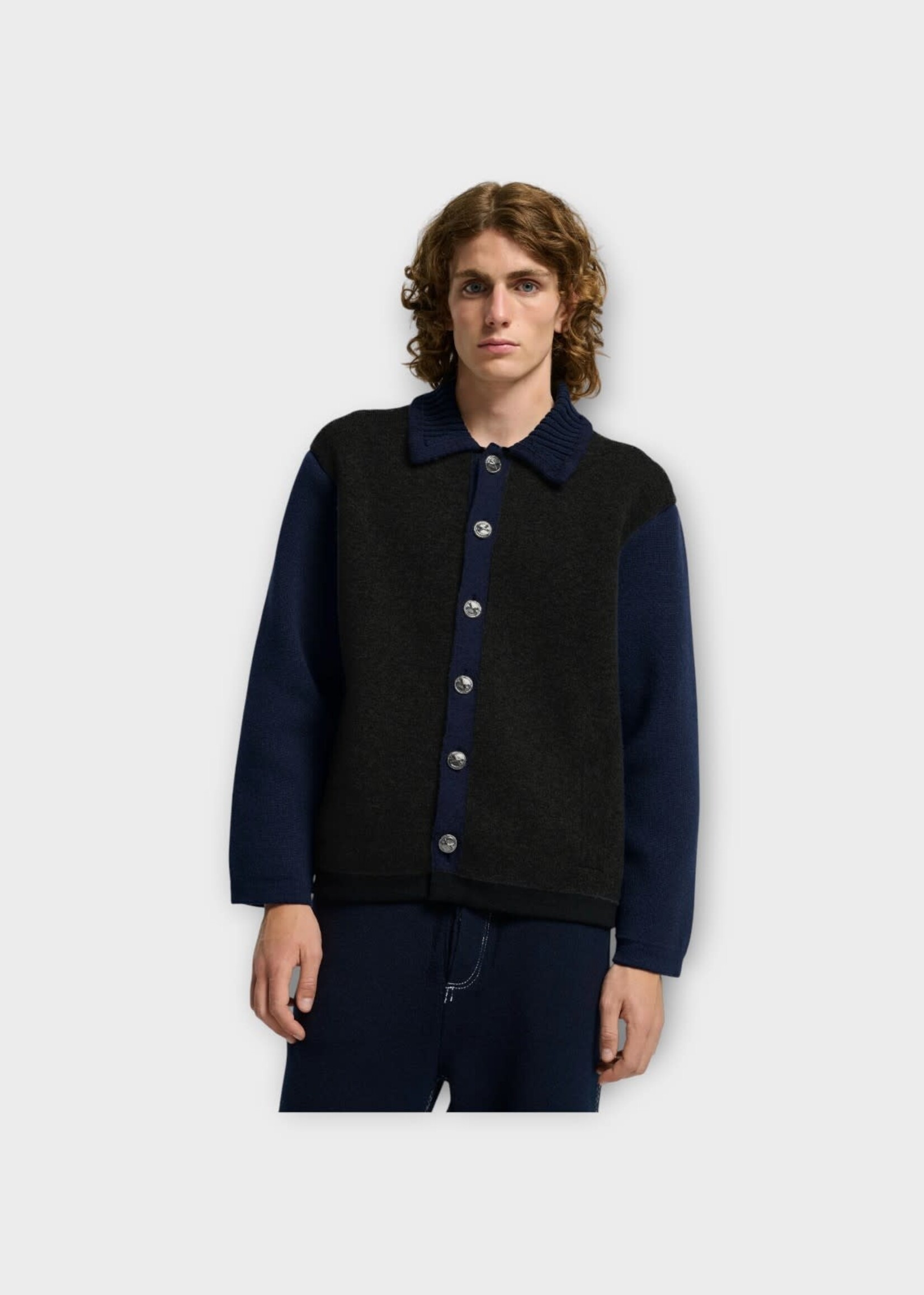 Barrie Barrie Jacket, Black, Cashmere BARRIE x MACKINTOSH Collared Button Up Jacket in Black & Nero Navy