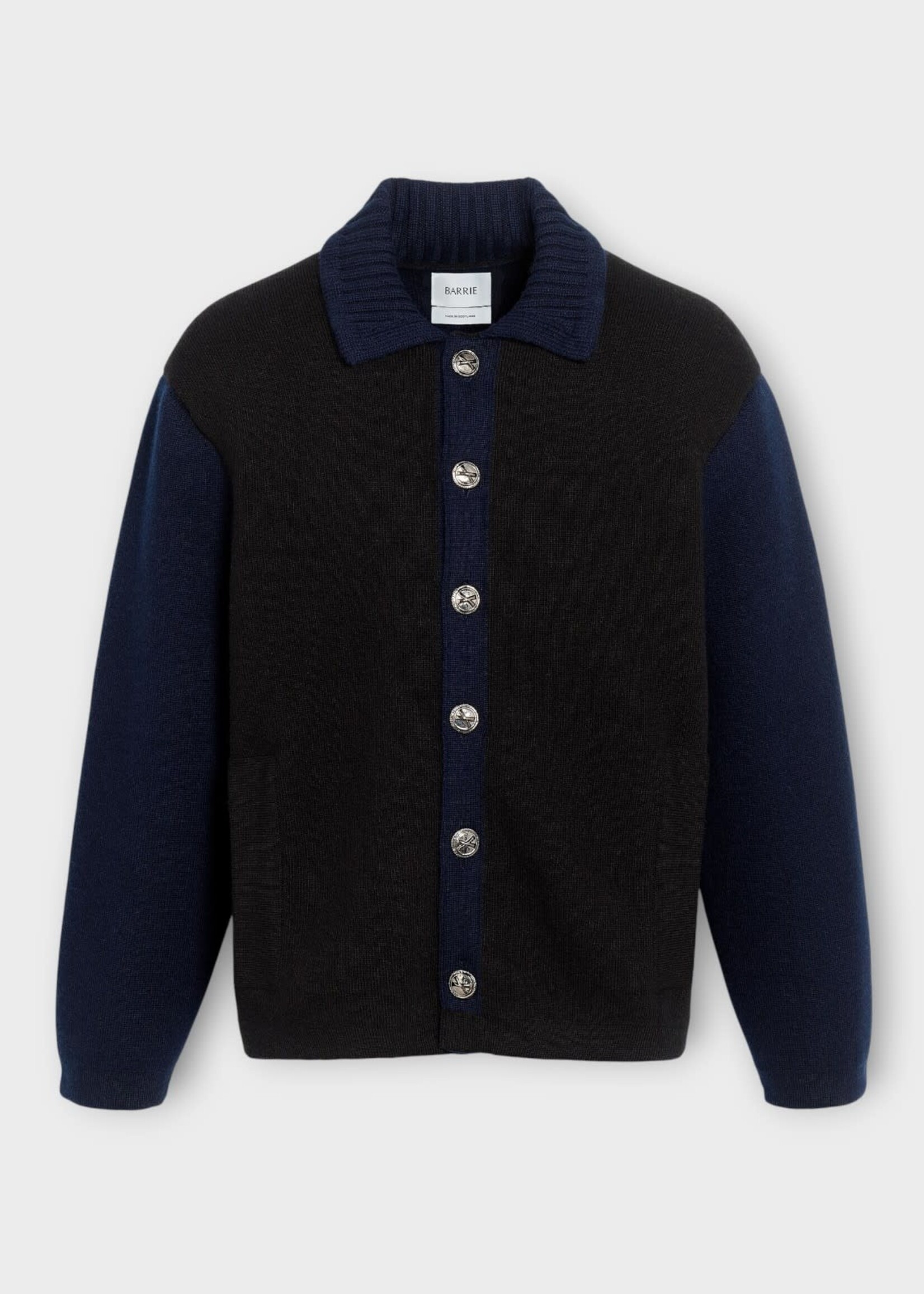 Barrie Barrie Jacket, Black, Cashmere BARRIE x MACKINTOSH Collared Button Up Jacket in Black & Nero Navy