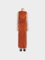Lanvin Lanvin Dress, Brown, Sleeveless Crew Neck Back Cape Midi Dress In Chestnuts