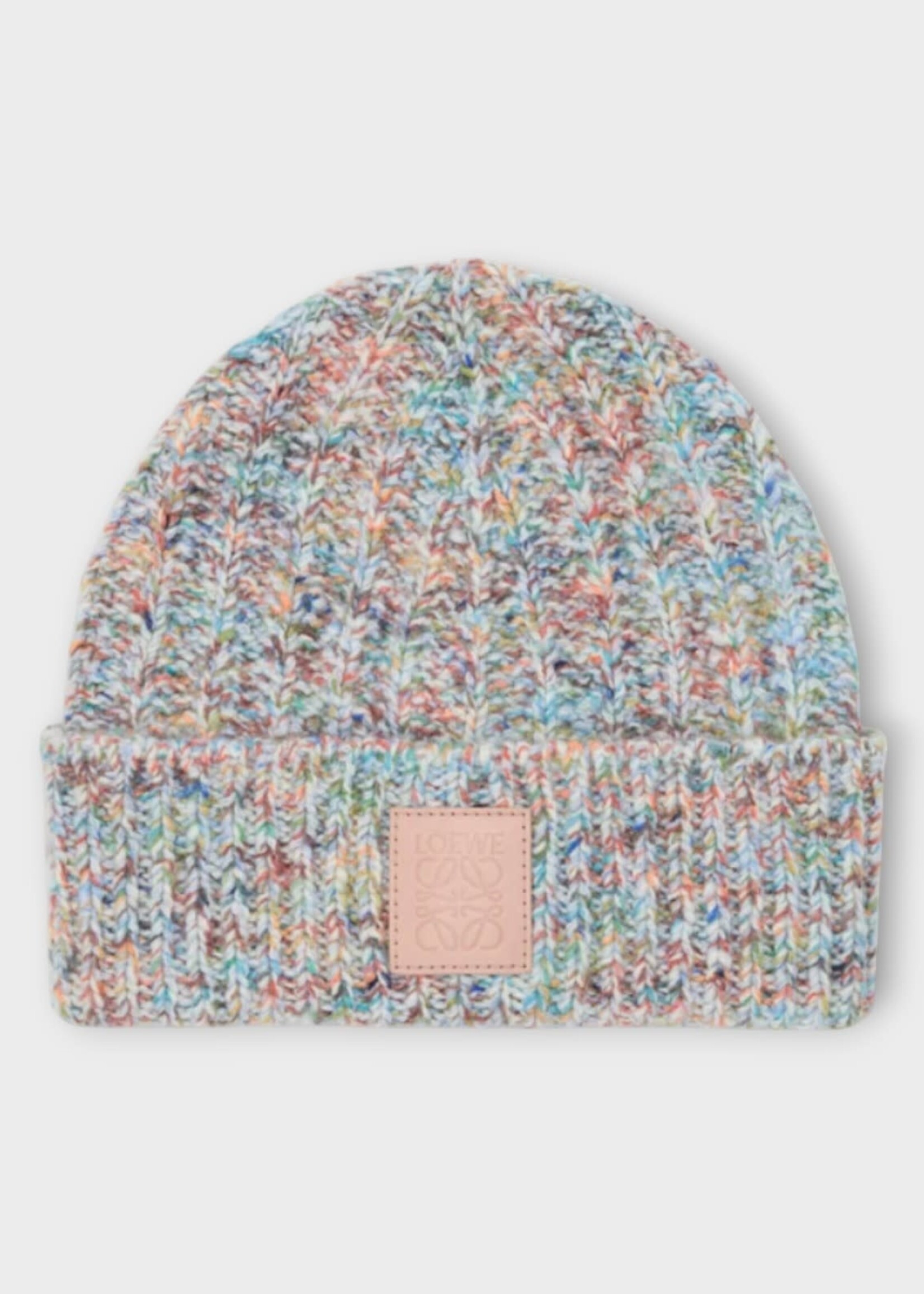 Loewe Loewe Hat, Multi, Wool & Cashmere Beanie In Multicolour w/ Anagram Patch
