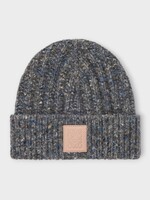 Loewe Loewe Hat, Multi, Wool & Cashmere Beanie In Grey & Blue Melange w/ Anagram Patch