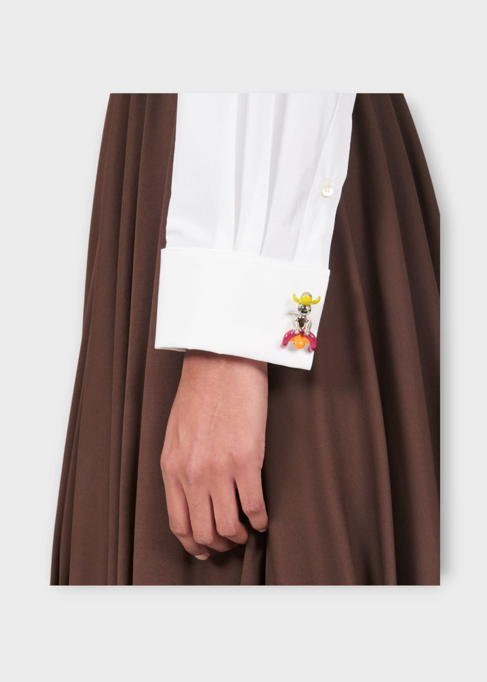 Loewe Loewe Shirt, White, Cotton Embellished Shirt In White w/ Acrobat Cufflinks