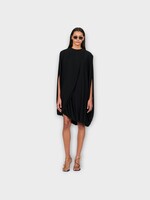 Loewe Loewe Dress, Black, Crew Neck Asymmetric Draped Knee Length Dress In Black