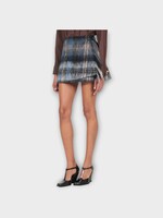 Loewe Loewe Skirt, Multi, Mohair & Wool Mix Mid Rise Mini Skirt In Blue & Multicolour w/ Fringes Detail
