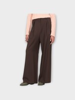 Loewe Loewe Trousers, Brown, Wool Mid Waist Straight Leg Pants In Brown