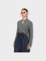 Loewe Loewe Knitwear, Grey, Wool V-Neck Sweater in Grey